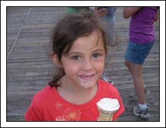 Butter Bean eating ice cream on the Boardwalk.
